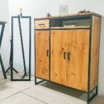 meuble d'entrée bois métal fabriqué en nos ateliers en Algérie
