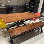 TABLE CUISINE ET BANC BOIS METAL