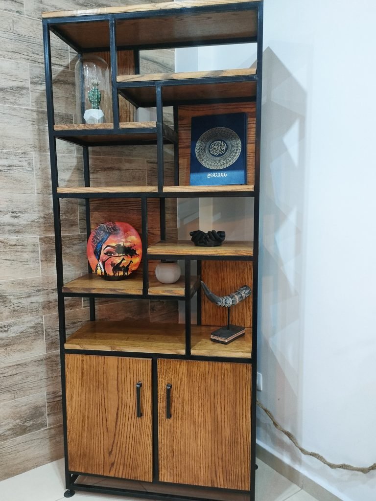 meuble étagère bois et métal