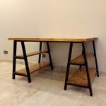Bureau-treteaux-bois-metal