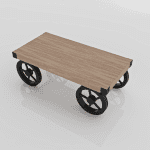 table basse a roulettes, au style industriel