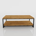 table basse en bois massif et en métal